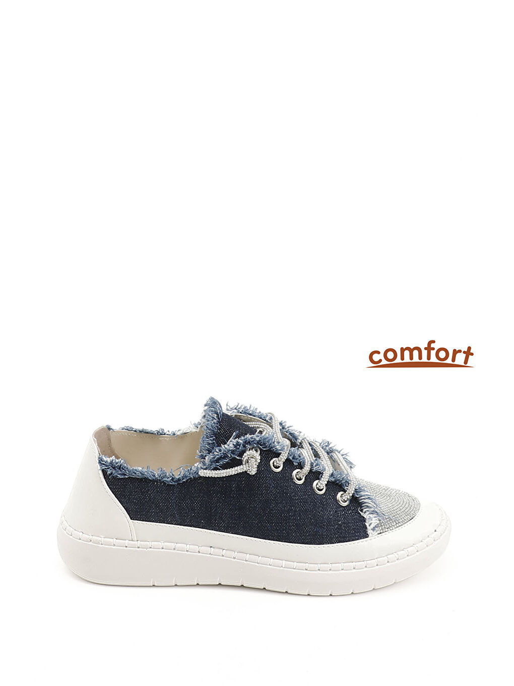 کفش کتانی راحتی زنانه سرمهای سرمهای INDIGO NAVY BLUE جین بافتنی سنگدار (R)