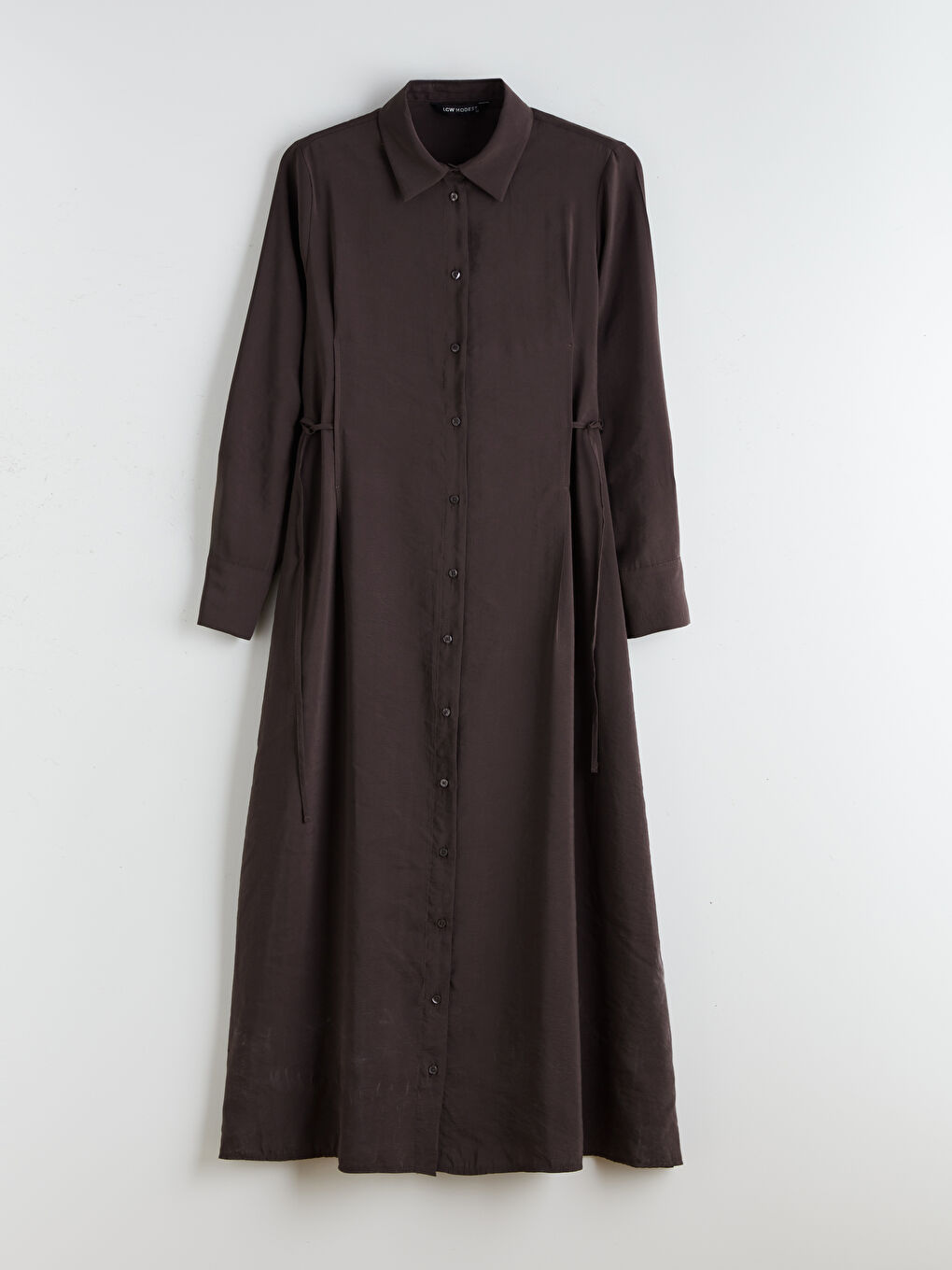 Kahverengi Modal Karışımlı Gömlek Elbise LCW Modest lcw-modest
