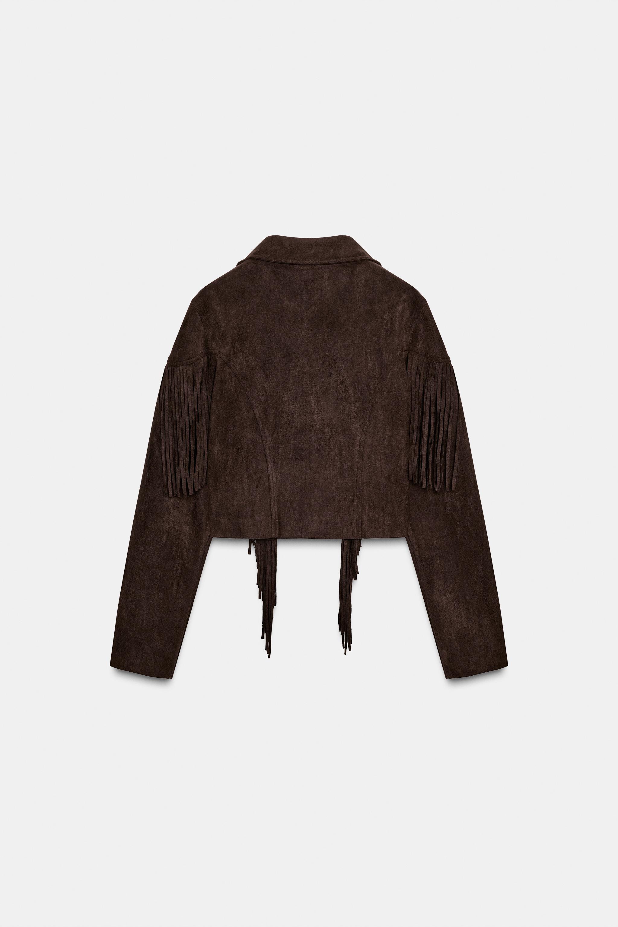 ژاکت جیر مصنوعی حاشیهدار زارا zara